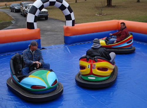 Bumper Cars are enclosed in an inflatable arena